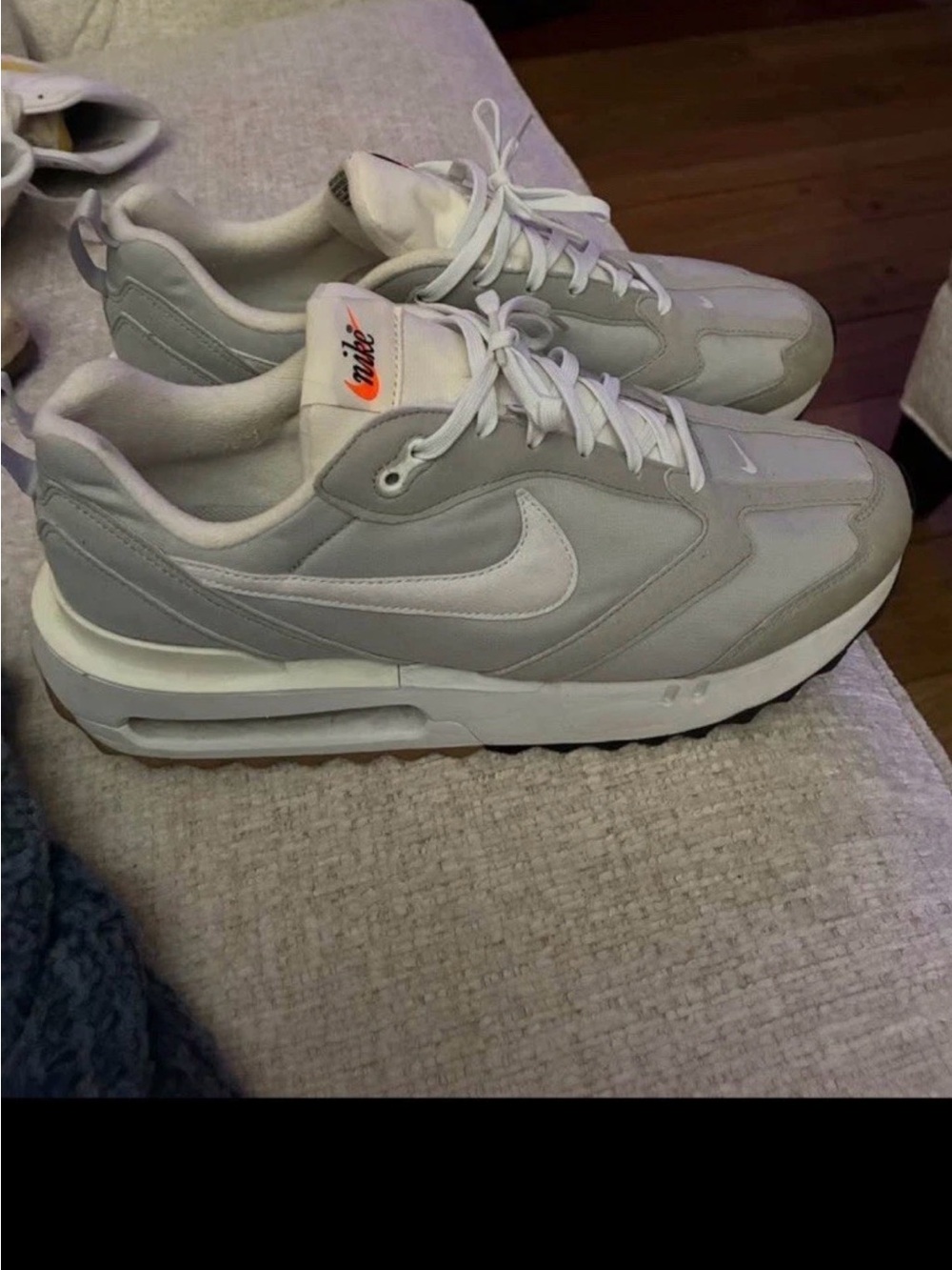 Nike Light Grey and White Retro Runner Sneakers